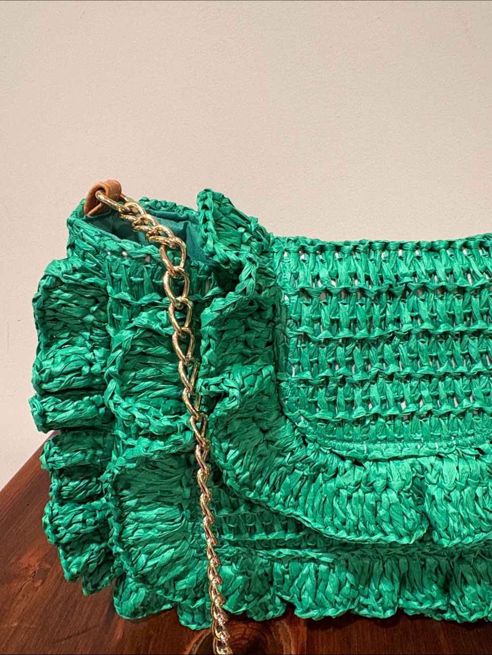 NWT Boston Proper Raffia Ruffle Detail Purse - Picture 3 of 11